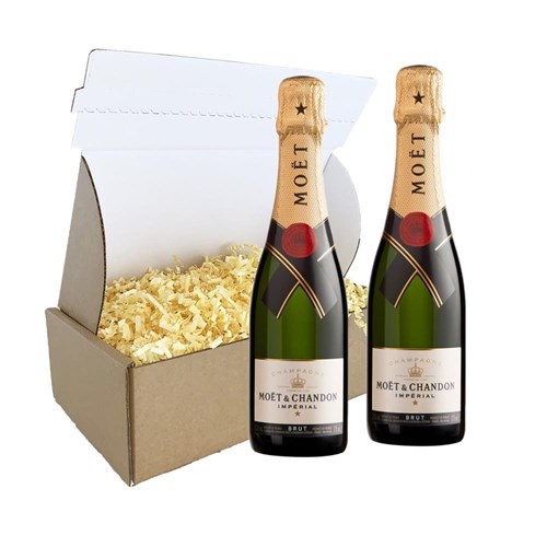 Half Bottle Of Moet and Chandon Brut Champagne 37.5cl Duo Postal Box